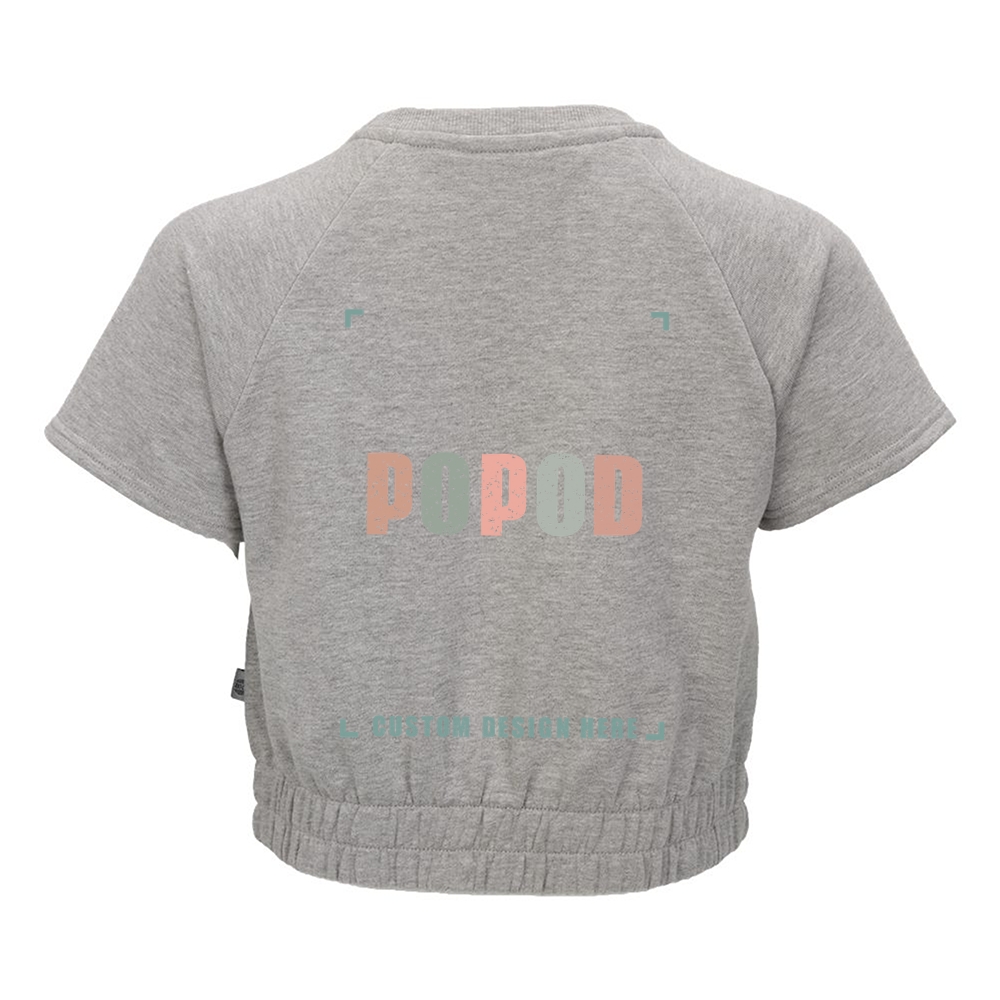 3 Colors Women's Short Sleeve Cropped Crewneck Sweatshirt PP1771