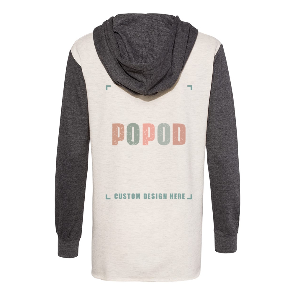 3 Colors Women’s French Terry Hooded Pullover with Colorblocked Sleeves PP1698