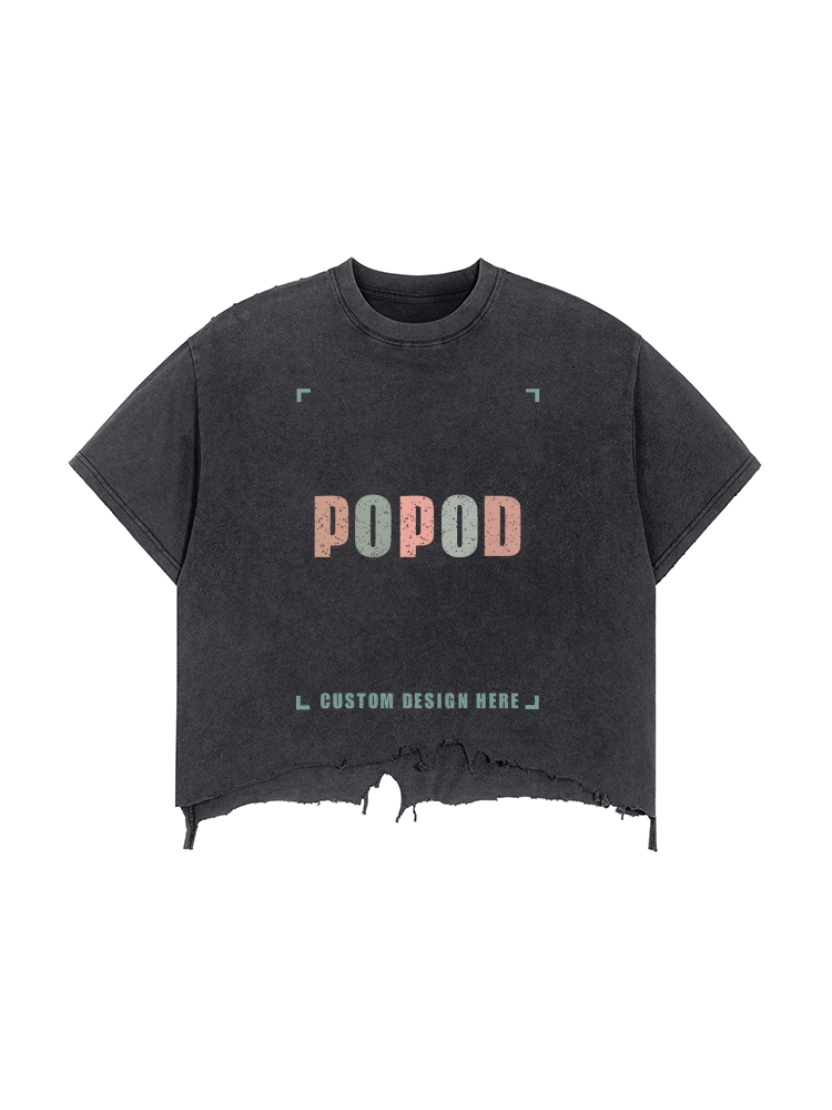 Sun-Washed Distressed Crop Tee | 240g & 2-colour | PP0322