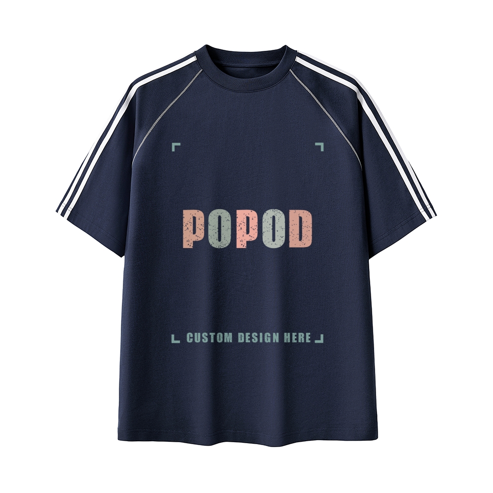 3 Colors Retro Striped Contrast Stitch Tee PP9477