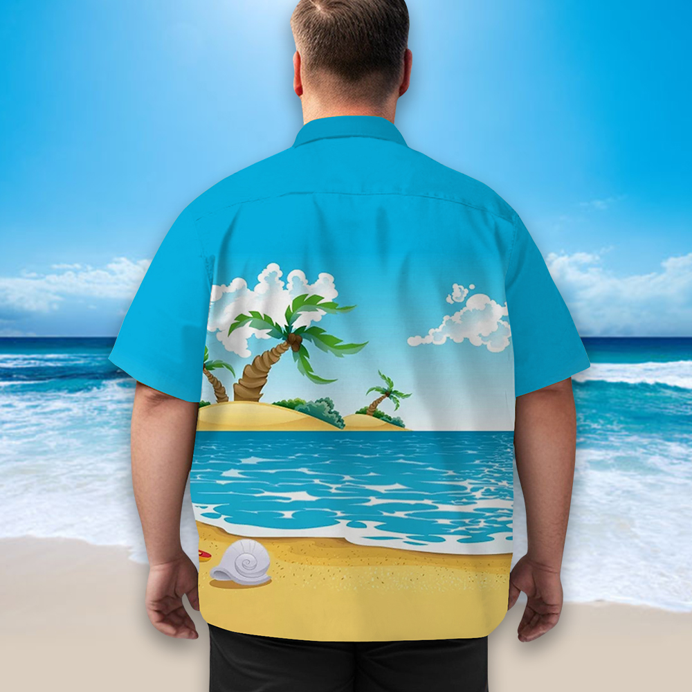 Custom Face Blue Men's All Over Print Hawaiian Shirt