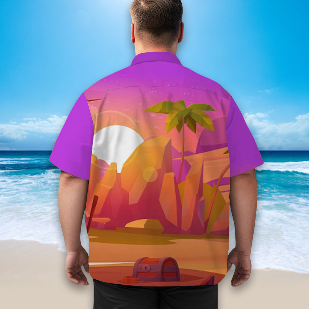 Custom Face Purple Men's All Over Print Hawaiian Shirt