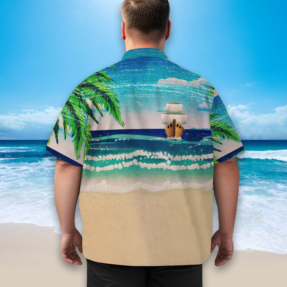 Custom Face Beach Men's All Over Print Hawaiian Shirt