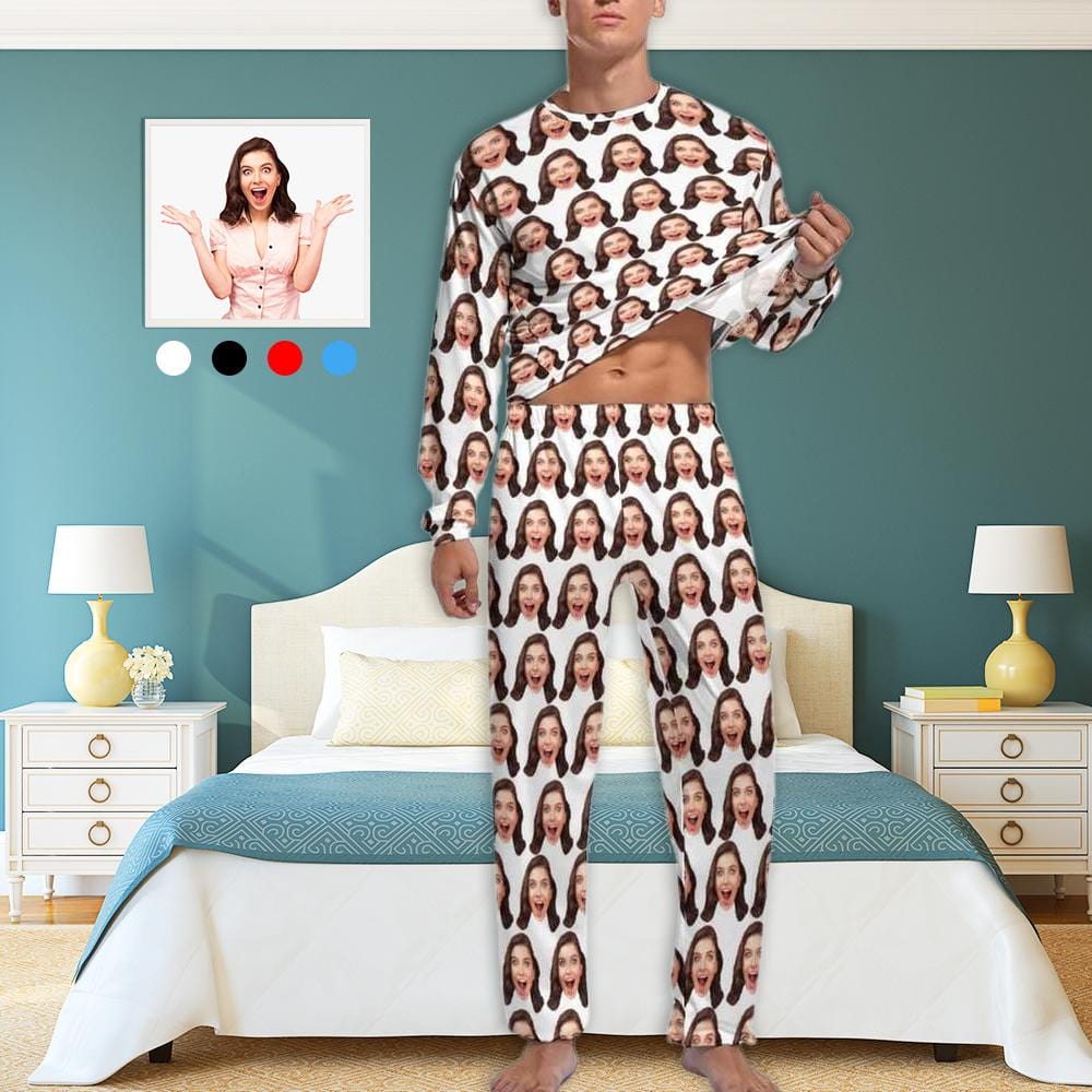 Custom Custom Face Girlfriend Pajamas for Men Personalized Men's Pajama Set Sleep or Loungewear For Him - YesCustom