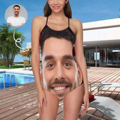 Custom Big Face Bathing Suit-Custom Face Personalized Bathing Suits Women's Slip One-Piece Swimsuit Gift For Her - YesCustom
