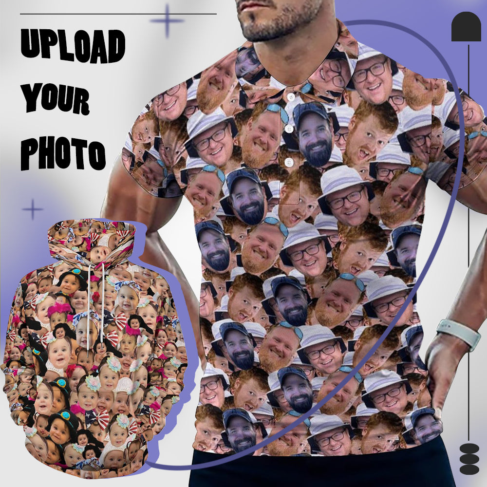 Custom Seamless Face Photo Hoodie&Shirts Fashion Street Shots Beyond the Film