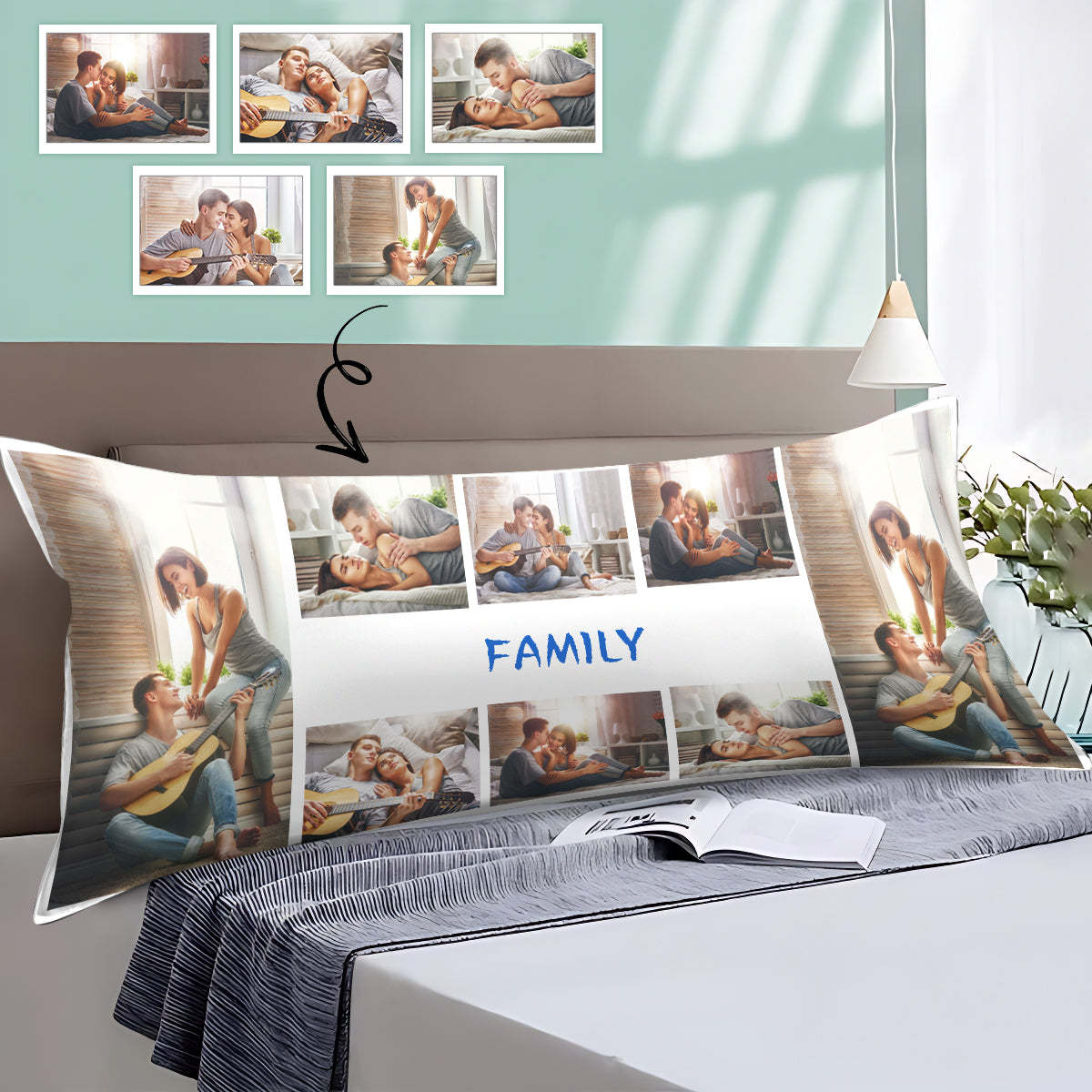 Print Photo on Body Pillow Cover Custom Text&Photo Body Pillow Case 20"x54"