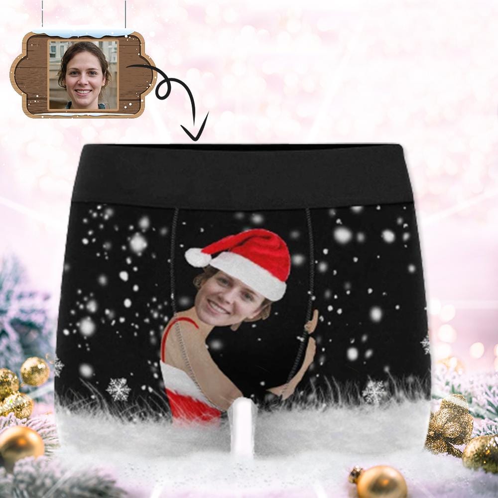 Custom Boxer Briefs with Face Men's Christmas Gift Hug Funny Christmas Underwear Add Your Own Personalized Gift - YesCustom