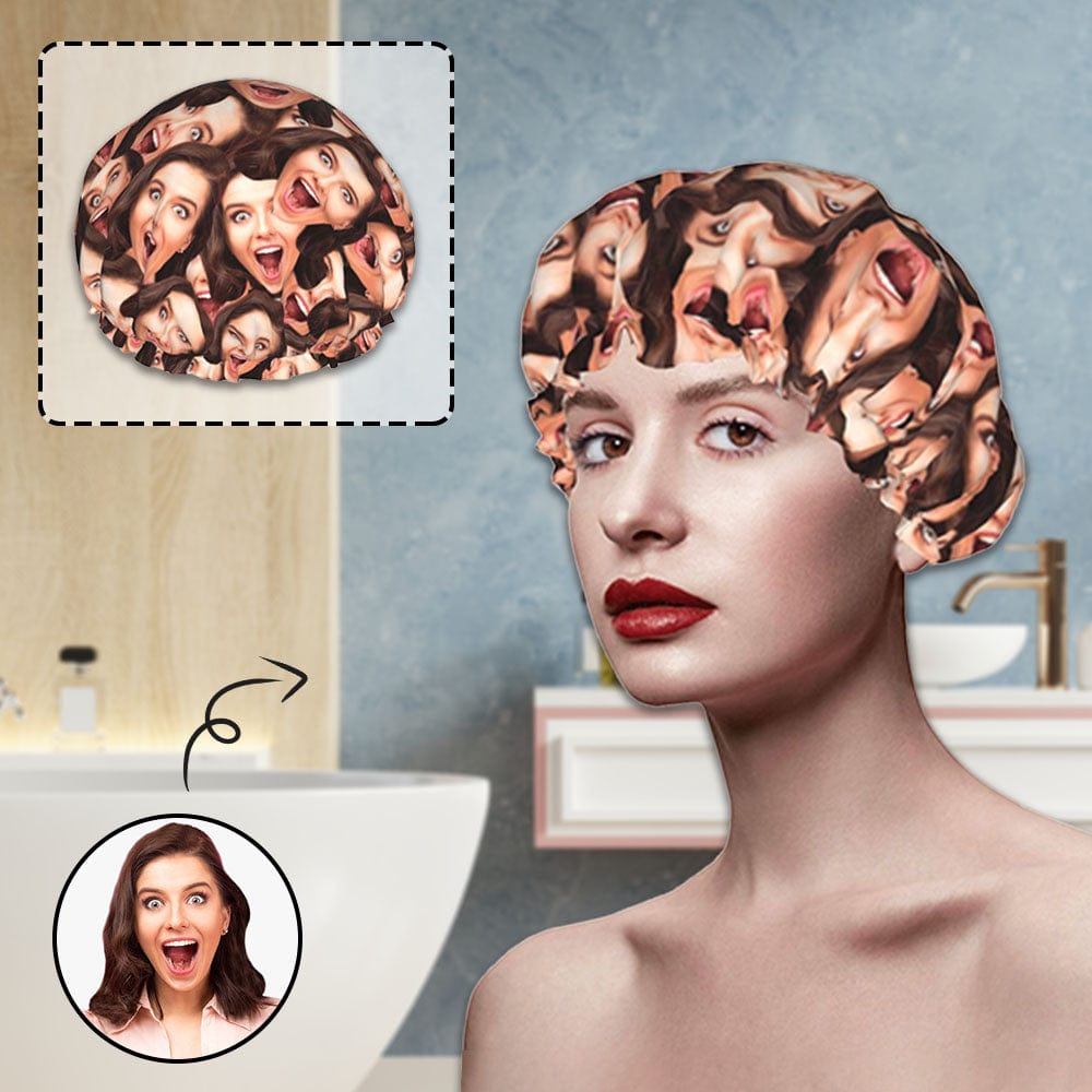 Custom Custom Face Double Layer Waterproof Hat Women's Shower Cap - YesCustom