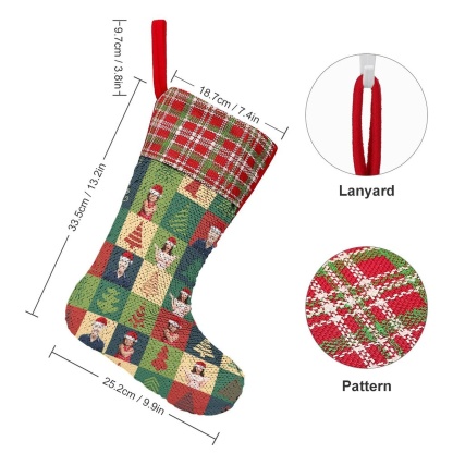 Custom 16.5in(L) Super Size-Custom Family Face Christmas Tree Lattice Flip Sequins Christmas Stocking - YesCustom