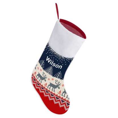 Custom 16.5in(L) Super Size-Custom Name Blue Elk Christmas Stocking - YesCustom