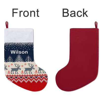 Custom 16.5in(L) Super Size-Custom Name Blue Elk Christmas Stocking - YesCustom