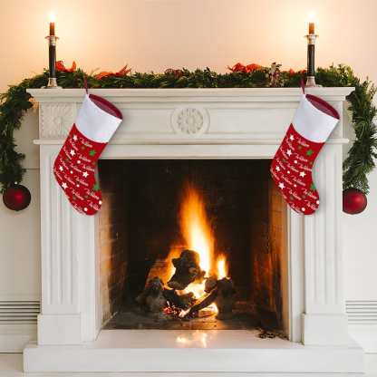 Custom 16.5in(L) Super Size-Custom Name Dot Five-pointed Heart Christmas Stocking - YesCustom