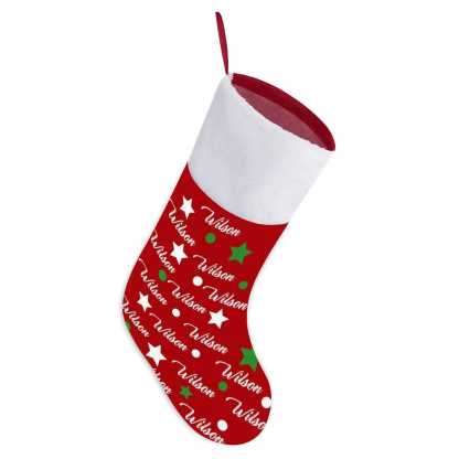 Custom 16.5in(L) Super Size-Custom Name Dot Five-pointed Heart Christmas Stocking - YesCustom