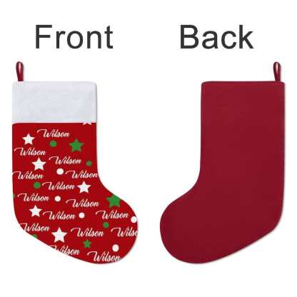 Custom 16.5in(L) Super Size-Custom Name Dot Five-pointed Heart Christmas Stocking - YesCustom