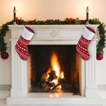 Custom 16.5in(L) Super Size-Custom Name Red Snowflake Fawn Christmas Stocking - YesCustom