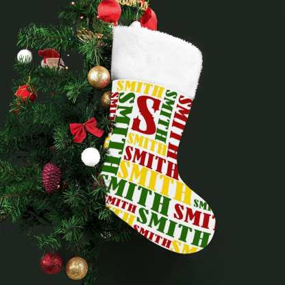 Custom 16.5in(L) Super Size-Custom Name Red Yellow Green Christmas Socks Flip Sequins Christmas Stocking - YesCustom