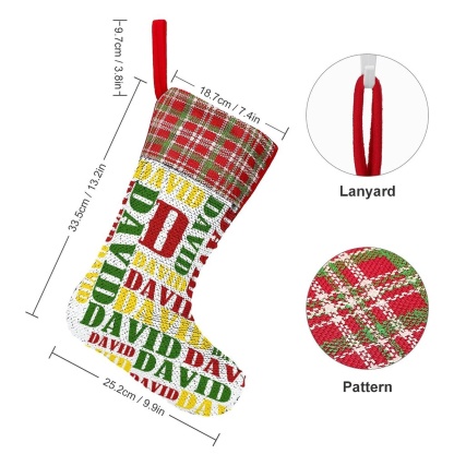 Custom 16.5in(L) Super Size-Custom Name Red Yellow Green Christmas Socks Flip Sequins Christmas Stocking - YesCustom