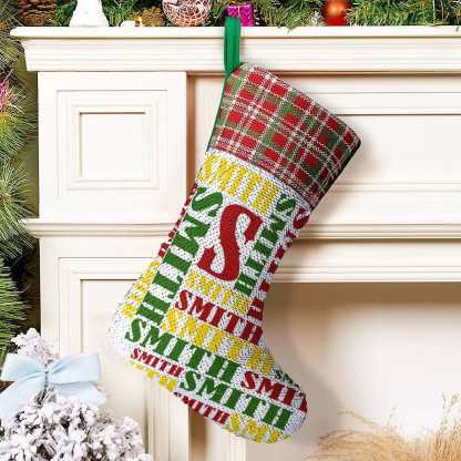 Custom 16.5in(L) Super Size-Custom Name Red Yellow Green Christmas Socks Flip Sequins Christmas Stocking - YesCustom