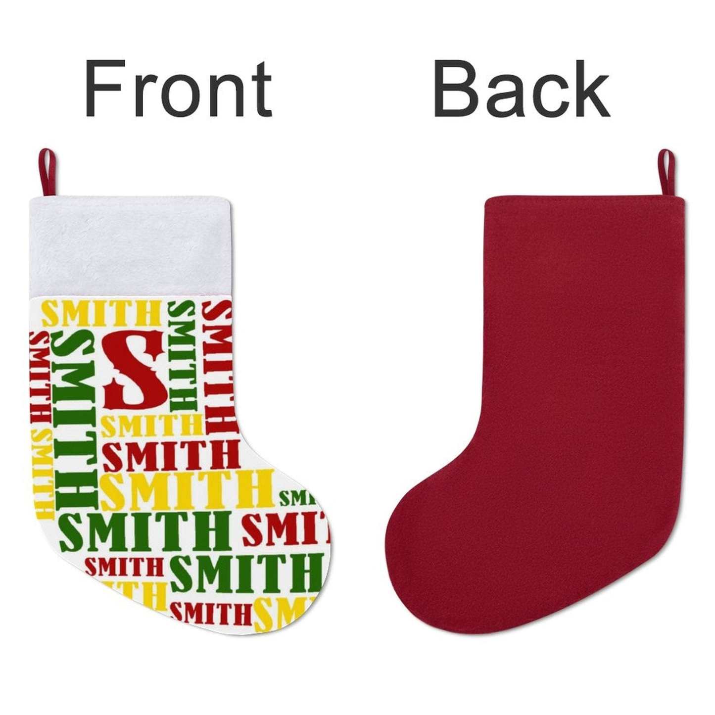 Custom 16.5in(L) Super Size-Custom Name Red Yellow Green Christmas Socks Flip Sequins Christmas Stocking - YesCustom