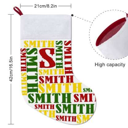 Custom 16.5in(L) Super Size-Custom Name Red Yellow Green Christmas Socks Flip Sequins Christmas Stocking - YesCustom