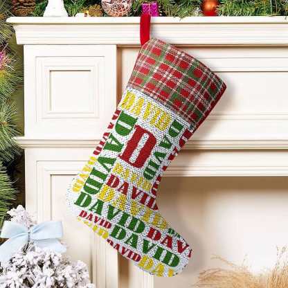 Custom 16.5in(L) Super Size-Custom Name Red Yellow Green Christmas Socks Flip Sequins Christmas Stocking - YesCustom