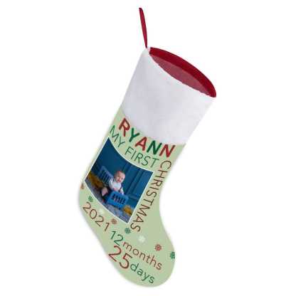 Custom 16.5in(L) Super Size-Custom Photo&Name My First Christmas Christmas Stocking - YesCustom