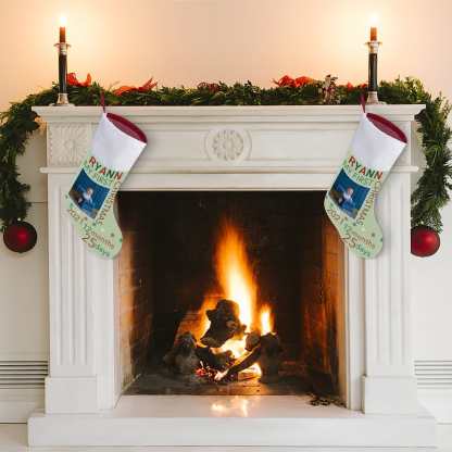 Custom 16.5in(L) Super Size-Custom Photo&Name My First Christmas Christmas Stocking - YesCustom