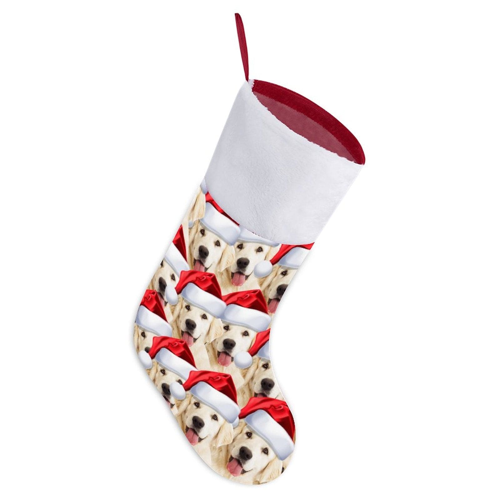 Custom 16.5in(L) Super Size-Custom Seamless Face Red Hat Christmas Socks Flip Sequins Christmas Stocking - YesCustom