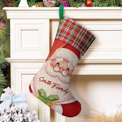 Custom 16.5in(L) Super Size-Custom Text Santa Claus Christmas Socks Flip Sequins Christmas Stocking - YesCustom