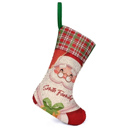 Custom 16.5in(L) Super Size-Custom Text Santa Claus Christmas Socks Flip Sequins Christmas Stocking - YesCustom