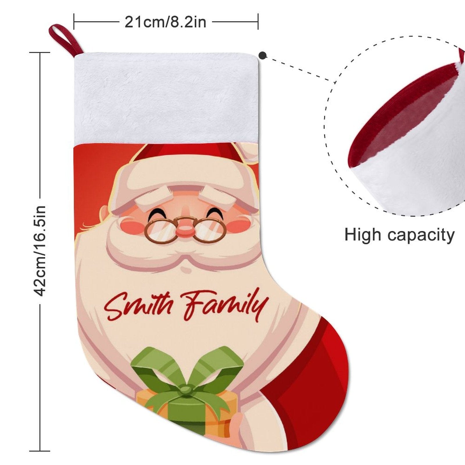 Custom 16.5in(L) Super Size-Custom Text Santa Claus Christmas Socks Flip Sequins Christmas Stocking - YesCustom