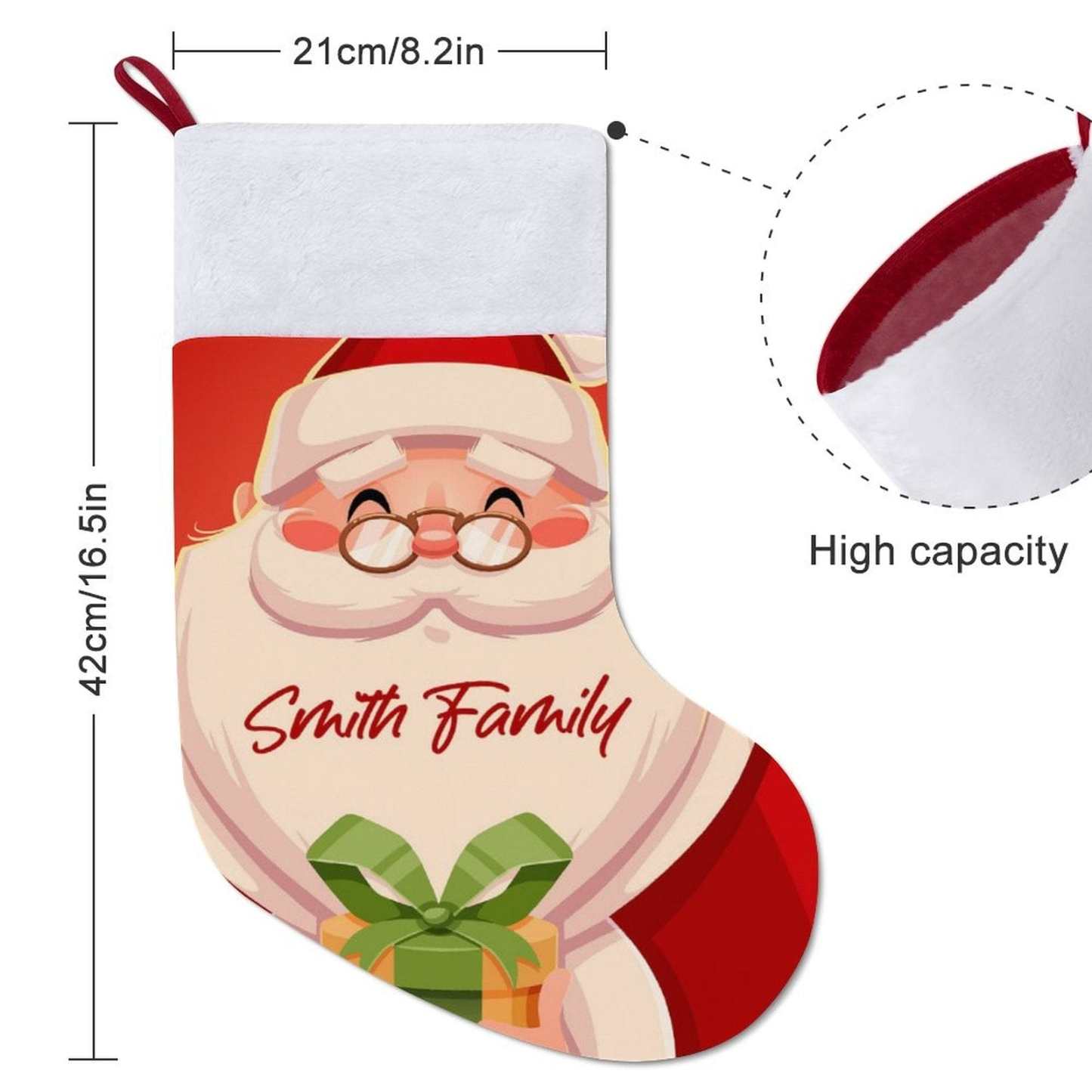Custom 16.5in(L) Super Size-Custom Text Santa Claus Christmas Socks Flip Sequins Christmas Stocking - YesCustom
