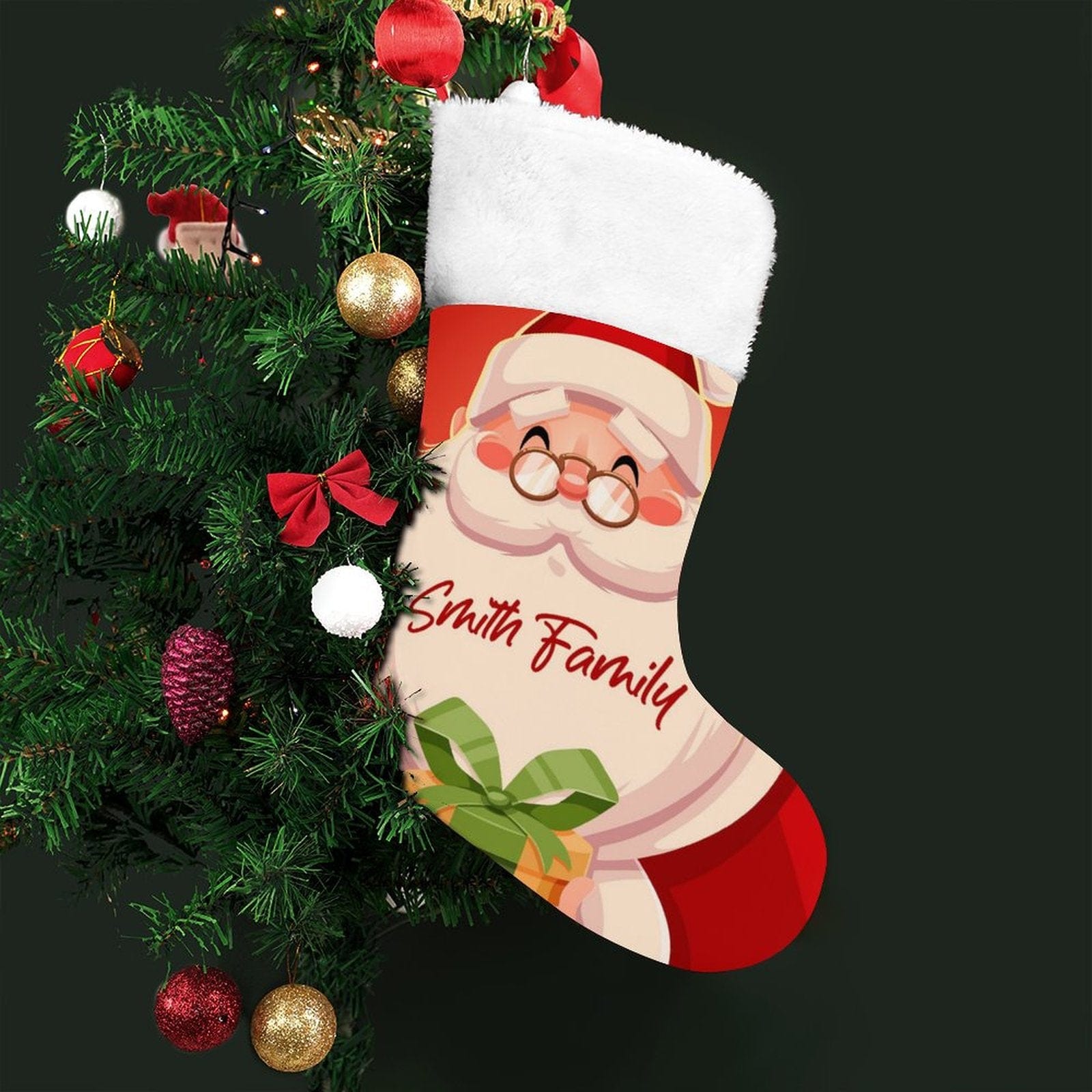 Custom 16.5in(L) Super Size-Custom Text Santa Claus Christmas Socks Flip Sequins Christmas Stocking - YesCustom