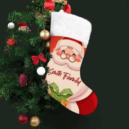Custom 16.5in(L) Super Size-Custom Text Santa Claus Christmas Socks Flip Sequins Christmas Stocking - YesCustom
