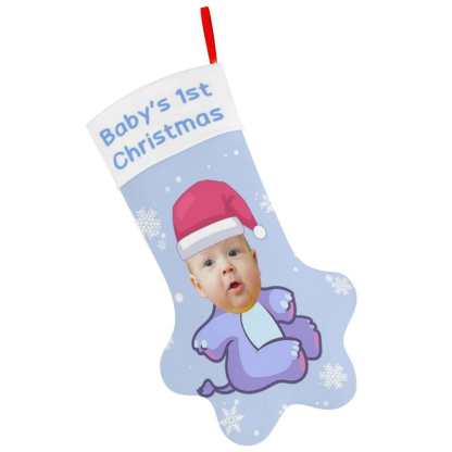 Custom 16.6in(L) Plus Size-Custom Baby's Face&Text Socks Paw Christmas Stocking Holiday Decor Gifts - YesCustom