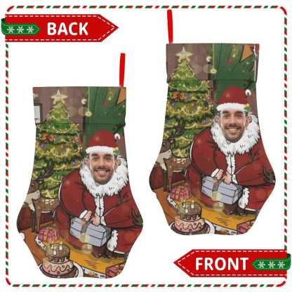 Custom 16.6in(L) Plus Size-Custom Face Santa Claus Socks Paw Christmas Stocking Holiday Decor Gifts - YesCustom