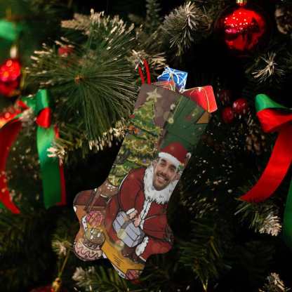 Custom 16.6in(L) Plus Size-Custom Face Santa Claus Socks Paw Christmas Stocking Holiday Decor Gifts - YesCustom