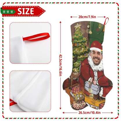 Custom 16.6in(L) Plus Size-Custom Face Santa Claus Socks Paw Christmas Stocking Holiday Decor Gifts - YesCustom