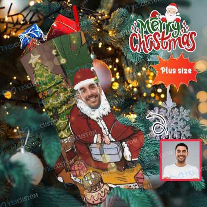 Custom 16.6in(L) Plus Size-Custom Face Santa Claus Socks Paw Christmas Stocking Holiday Decor Gifts - YesCustom