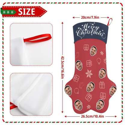 Custom 16.6in(L) Plus Size-Custom Face Socks Paw Christmas Stocking Holiday Decor Gifts - YesCustom