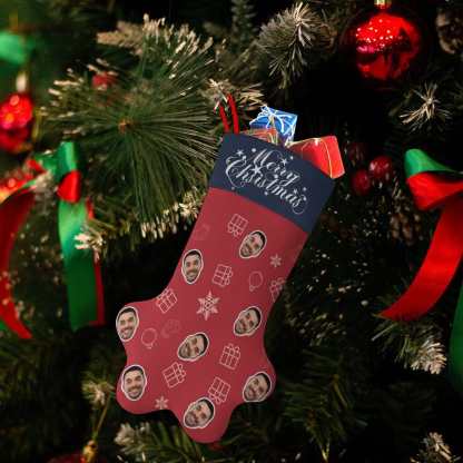 Custom 16.6in(L) Plus Size-Custom Face Socks Paw Christmas Stocking Holiday Decor Gifts - YesCustom