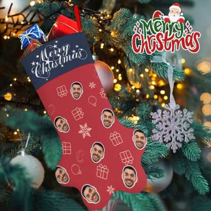 Custom 16.6in(L) Plus Size-Custom Face Socks Paw Christmas Stocking Holiday Decor Gifts - YesCustom