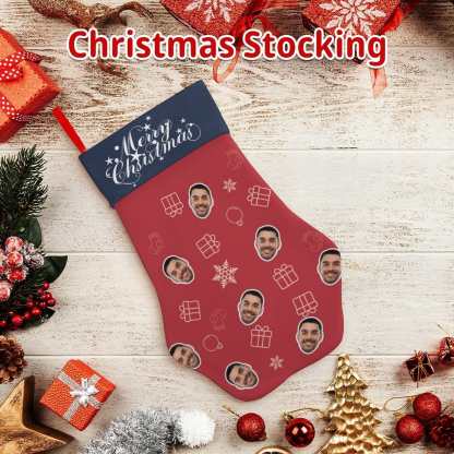 Custom 16.6in(L) Plus Size-Custom Face Socks Paw Christmas Stocking Holiday Decor Gifts - YesCustom