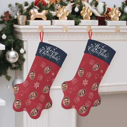 Custom 16.6in(L) Plus Size-Custom Face Socks Paw Christmas Stocking Holiday Decor Gifts - YesCustom