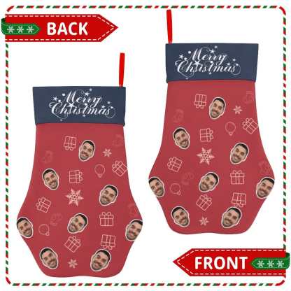 Custom 16.6in(L) Plus Size-Custom Face Socks Paw Christmas Stocking Holiday Decor Gifts - YesCustom