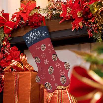 Custom 16.6in(L) Plus Size-Custom Face Socks Paw Christmas Stocking Holiday Decor Gifts - YesCustom