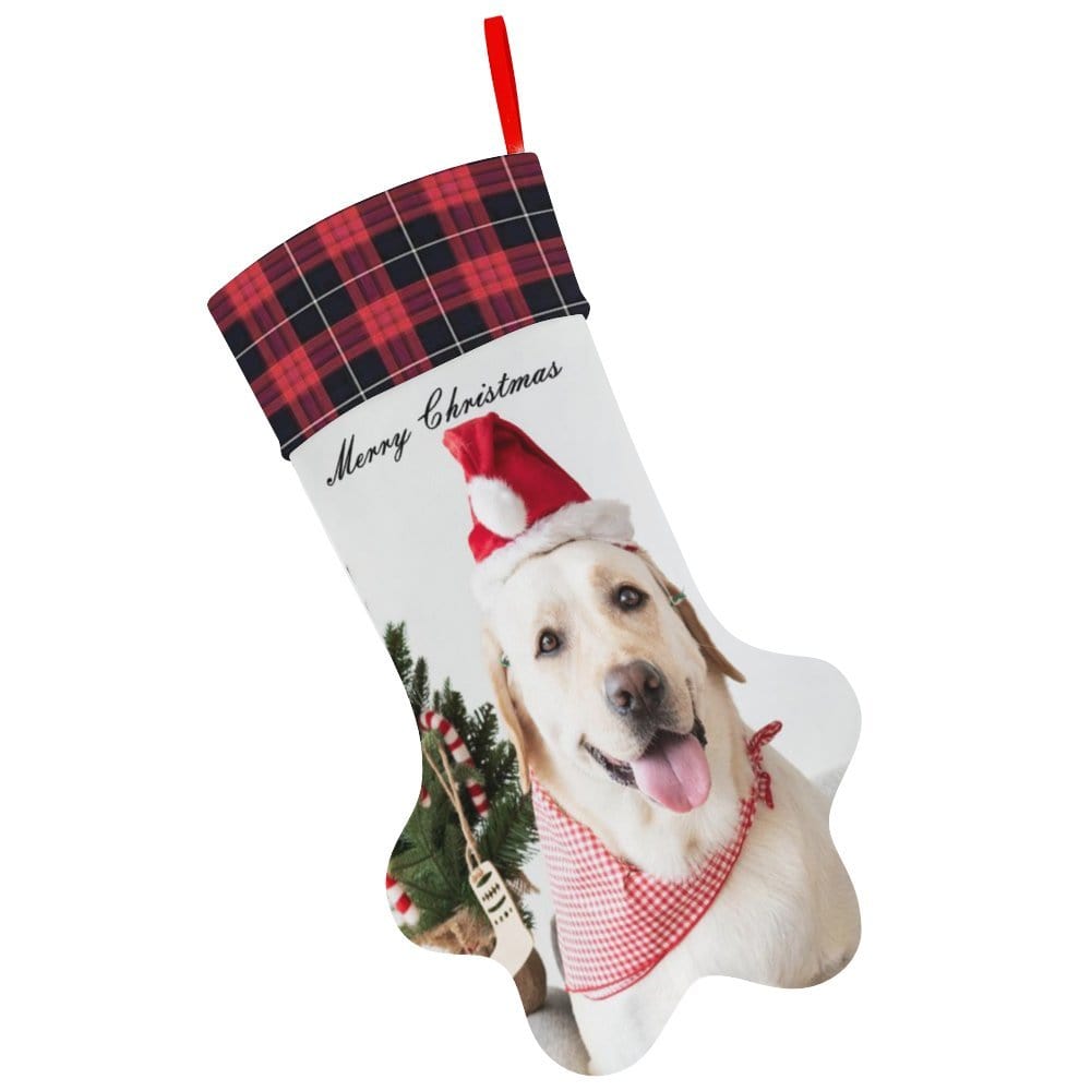Custom 16.6in(L) Plus Size-Custom Pet's Photo Socks Paw Christmas Stocking Holiday Decor Gifts - YesCustom