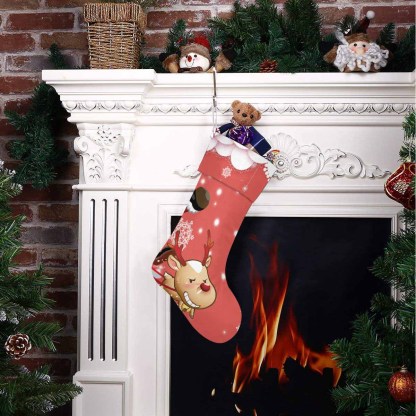Custom 17.52in(L) Super Size-Custom Face Cute Elk Christmas Stocking - YesCustom