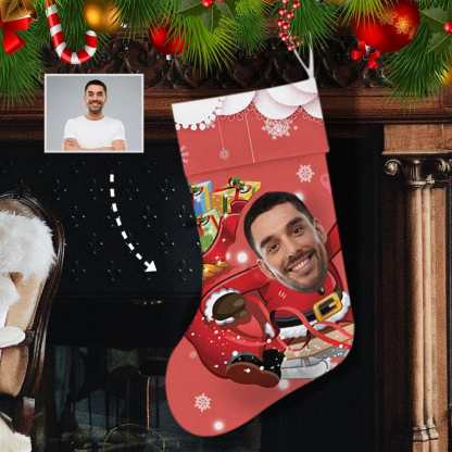 Custom 17.52in(L) Super Size-Custom Face Cute Elk Christmas Stocking - YesCustom